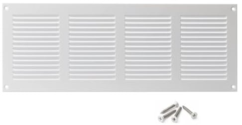 400x150mm Weiß Lüftungsgitter mit Insektenschutz - Metall Abluftgitter - Abluft Zuluft Gitter