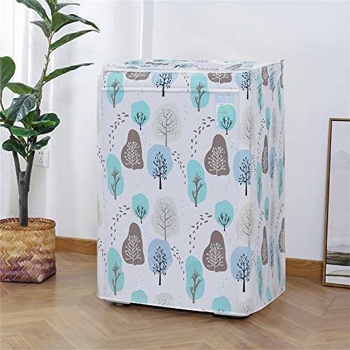 Highdi Funda de Lavadora Cubierta Impermeable, Secadoras de Carga Frontal Protector Exterior Cubierta a Prueba de Polvo (10kg-65x75x85cm,Árboles pequeños)
