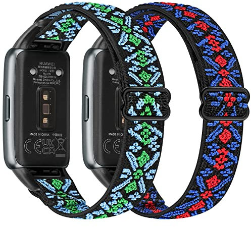 YCHDDER Elastisches Nylon Armband kompatibel mit Huawei Band 6/Huawei Band 6 Pro/Honor Band 7 Armband,Verstellbare Aatmungsaktive Sport Ersatzarmband für Herren Damen