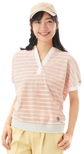 Tommy Hilfiger Maglietta Polo Maniche Corte Donna Regular Fit, Rosa (Breton Ecru/Whimsy Pink), XXL