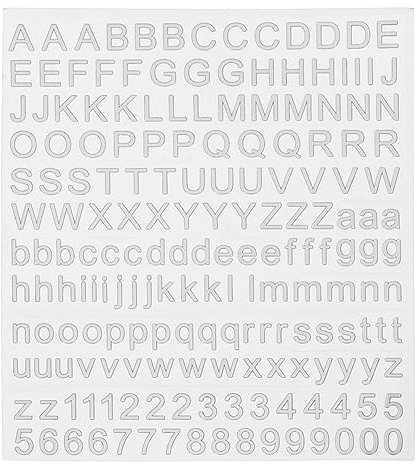 sourcing map Alphabet Buchstaben Nummer Harz Aufkleber 3D Klein A bis Z 1 bis 9 Silber Mini Metallisch Funkeln Legierung Sticker für Harz Nägel Sammelalben