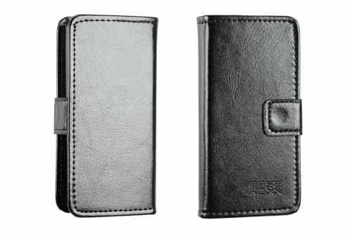 caseroxx Bookstyle-Case für Nokia 105 2G (2023) / 106 2G (2023), schwarz | Aufklappbare Buch-Schutzhülle mit Innenfächern und Rundumschutz für den Alltag, aus Kunstleder