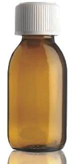 Fam Organic 100ml Amber Glass Bottles with white Medicap lids - CRP Cap, Child resistant closure, refillable, reusable, BPA Free strong Medical Medicine Bottle (Pack of 1)