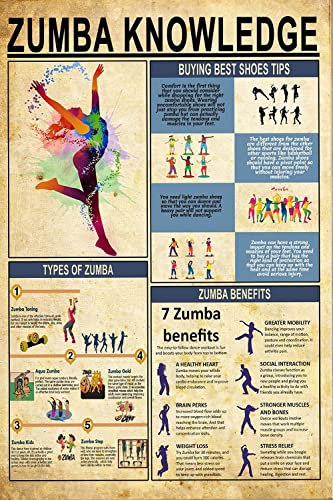 FONALO Retro-Metall-Blechschild, Zumba-Wissen, Metallschilder, Vintage-Poster, Fitness-Liebhaber, Leitfaden für Clubs, Zuhause, Garage, Wanddekoration, 14 x 20 cm