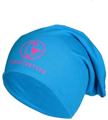 SCHIETWETTER Leichte Beanie Mütze Möwe, Übergangsmütze, dünne Kopfbedeckung, Logo-Print, stretch, warm, einfarbig azuro/neon magenta OS