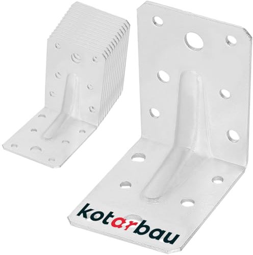 KOTARBAU® 12er Set Winkelverbinder - 75 x 75 x 55 mm - verzinkter Stahl - mit Sicke - Metallwinkel 90 Grad - Silber - Holzverbinder - Schwerlastwinkel - Holzwinkelverbinder