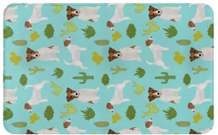 VhoMes Paillasson extérieur, paillassons antidérapants d'entrée intérieure, Tapis de Patio extérieur 49x80 cm,Cactus Chien Jack Russell