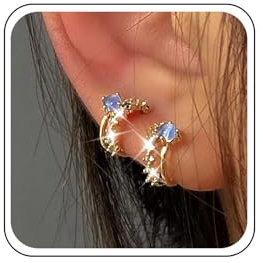 Cimenexe Böhmischen Kristall Saphir Ohrstecker Gold Cz Opal Reif Ohrringe Blau Mondstein Kreis Reif Ohrringe Kleine Strass Opal Ohrringe Schmuck Für Frauen Und Mädchen Geschenke