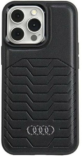Audi Synthetic Leather Hülle für iPhone 15 Pro 6.1 Schwarz hardcase AU-TPUPCMIP15P-GT/D3-BK