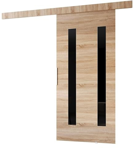 MINIO go for it - Schiebetür Komplettset CLEAN H Schiebetüren 96 cm Breit | Wandmontage, Schiebetürsystem, Zimmertüren - Sonoma Eiche