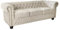 Riess Ambiente Chesterfield 3er Sofa 200cm Samt Champagner beige 3-Sitzer mit Knopfheftung und Federkern Couch Samtcouch Samtsofa Wohnzimmer gepolstert