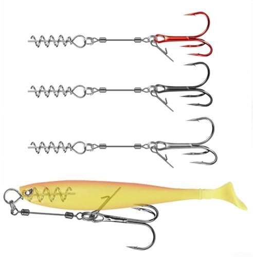 UTTASU Triple Fishing Hooks, Fishing Treble Hooks with Twistlock Screw Rigs, Enhanced Performance for Soft Lure Pack of 3