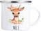 4youDesign Emaille Tasse Kinder personalisiert – Reh Blume – Tier Namenstasse – Geschenk für Jungen & Mädchen – Bruchsicher & Leicht – Geschenkidee zur Einschulung & Geburtstag - 300ml