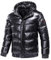 Kswlwccpp Puffer Jacke Herren Glänzend Schwarz Einfarbig Ultraleicht Metall Puffer Jacke Jacke Langarm Atmungsaktiv Warm mit Kapuze Winter Jacket Steppjacke Packbar Winterjacke Daunenjacken