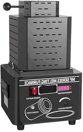 Four de fusion d'or à moyenne fréquence, machine de fusion de métal, machine de four de fusion électrique 1600 ℃ / 2912 ℉, machine de fusion 5000 W avec creuset en graphite for l'or et l'argent(3KG)