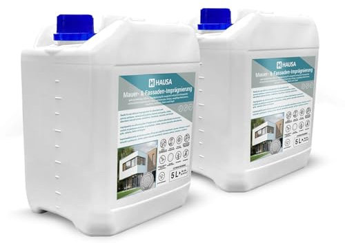 Hausa Fassadenimprägnierung 10L gebrauchsfertige, farblose Imprägnierung mit Abperleffekt für poröse Untergründe: Putz Ziegel Mauer Klinker Stein, lösemittelfrei, wasser- und schmutzabweisend