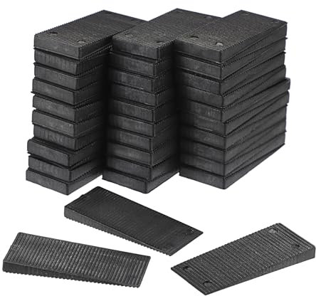 SUMTree 60 Stück Möbelnivellierer aus Kunststoff Schwarz Möbel-Nivellierpads Verstellbar Unterlegscheiben zum Nivellieren Mehrzweck Nivellierunterlagen für Möbelfüße (L6xB2.6 cm, einstellbar 1-6 mm)