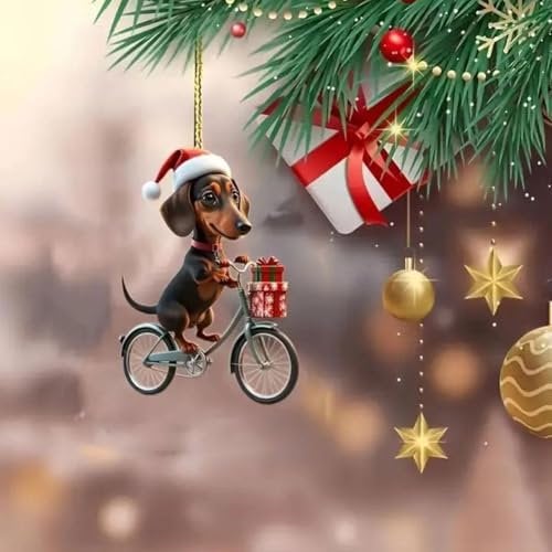 Acrylic Dachshund Christmas Ornament, Funny Dog Christmas Tree Decoration, Dachshund Gifts for Dog Lovers