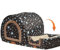 Puerta de casa para perros de interior, acogedora casa de invierno para mascotas con puerta de tela suave, cama desmontable y lavable para cachorros | Cómodo refugio interior para perros medianos