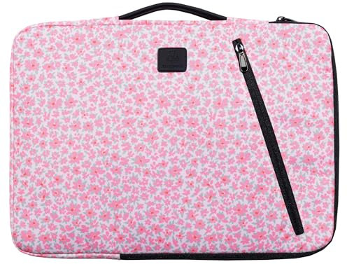 Exacompta - Réf. 17356E - 1 Housse ordinateur compatible avec PC de 15-16 pouces - poignée rétractable - petite poche à l'avant - fermeture zippée sur 2 côtés - en tissu recyclé - Liberty