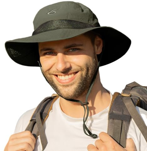 TOP-EX wasserdicht Sonnenhut mit breiter Krempe, Unisex, LSF 50, verstellbar, atmungsaktiv, für Outdoor-Abenteuer, Wandern, Angeln, Safari, leicht verstaubar Grün M/L