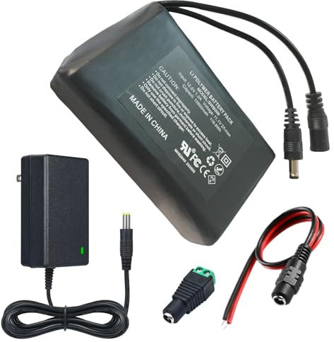 Batteria agli ioni di litio da 12 V, 10800 mAh, con caricabatterie, compatibile con dispositivi da 12 V, illuminazione per bicicletta, progetto fai da te, radio, luce ad angolo, strisce LED