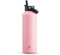 Stainless Steel Water Bottle 710ml/24oz for Adults: Sweatproof, Flex Cap, Lightweight, Standard Mouth, Top Handle, Vacuum Insulated Flask with Straw for Office, Home, Commute, Gift (Blush Pink)