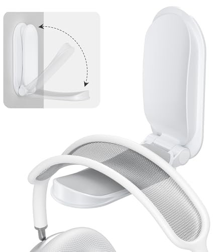 Itramax Support de Casque,Support Casque Pliable sous Bureau,1 Pièce Crochet Mural Adhésif pour Casque Gaming,Support Universel pour Casque Audio,Écouteurs,AirPods Max,Sony,Sennheiser-Blanc