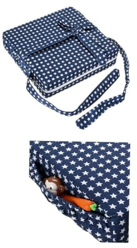 Kinder Sitzerhöhungskissen Blau aus Fine Linen für Esszimmerstuhl | Leicht und Tragbar, für Zuhause und Restaurant, Passend für Babys und Kinder