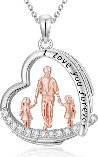 PROESS Geschenke für Töchter von Mama Papa 925 Sterling Silber Anhänger für Mutter und Tochter Halskette für Schwestern Familien Schmuck für Weihnachten und Muttertag