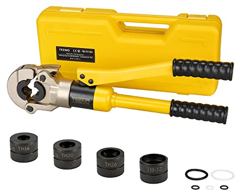 Pince à Sertir Multicouche Professionnelle TEENO (100 kN) – Pour Tuyaux en Plastique, Aluminium et Acier Inoxydable, Compatible avec Raccords TH16, TH20, TH26, TH32 (Pince TH16-32)