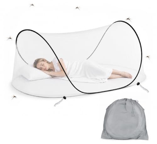 AOOWU Moskitonetz Pop Up, 200 x 80 x 56cm Faltbares Mückennetz, Tragbares Campingzelt Einstellbar, Familie Moskitonetz Bett mit Aufbewahrungstasche für Camping, Bett, Reise, Indoor