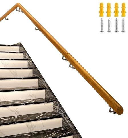 Genérico Barandilla de Escalera de Madera para Montaje en Pared - Barandilla Antideslizante para Personas Mayores, Soporte Recto para escaleras Interiores, Barras de barandilla duraderas, 90 cm de lo