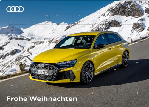 Audi Adventskalender - 30x20 cm - befüllt mit 120g Lindt Naps Schokolade | Officially licensed by AUDI AG • Vollmilchschokolade • Echte Fotografien • Audi RS3 Sportback