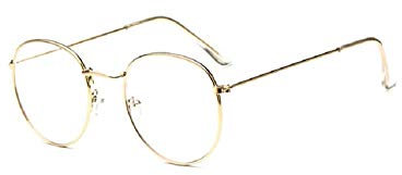 TECH-LINE-DIRECT Woman Glasses Optical Frames Retro Metal Round Gold Frame Clear Lense