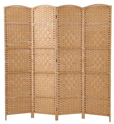 INMOZATA 4 Panel Hand Made Wicker Folding room Divider Living Room Partition Privacy Screen Separator Natural