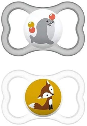 MAM Air Ciuccio in Set da 2, in Silicone Skinsoft con Custodia Porta Succhietto, 16+ Mesi, Neutro