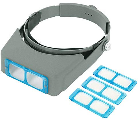 Optivisor Jewelers Magnifying Glasses - 1.5X, 2X, 2.5X, 3.5X Optical Headset Magnifying Visor for Reading, Jeweler Loupe with 4 Lens Close Work Magnifier Headset for Electronics