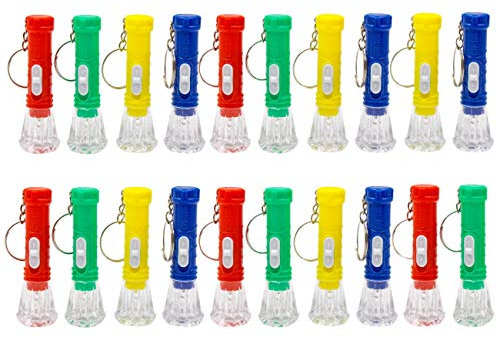 JZK 20 x Mini Lampes de Poche Colorées Porte-clés pour Enfant et Adulte - Faveurs d'Anniversaire, Remplisseurs de Sac, Articles de Fête
