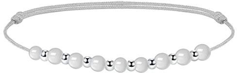 J.Endéar Fußkettchen für Damen Silber, Handgemachte Seil Fußkette für Summer Beach, Einstellbar 32cm