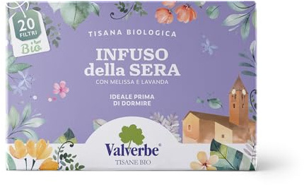 Valverbe Tisana Infuso della Sera Biologico 20 Filtri - Pacco da 6 - 180 g