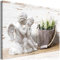 decomonkey Bilder Blumen Natur 120x80 cm 1 Teilig Leinwandbilder Bild auf Leinwand Vlies Wandbild Kunstdruck Wanddeko Wand Wohnzimmer Wanddekoration Deko Engel Holz