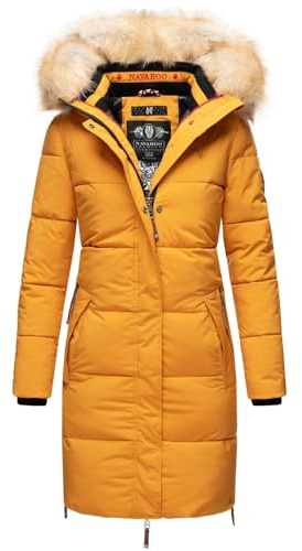 Navahoo Warmer Damen Winter Stepp Mantel Winterjacke Parka B803 [B803-Halin-Gelb-Gr.S]