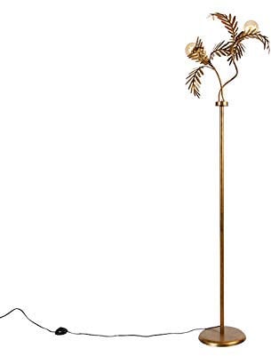 Qazqa - Landhaus I Vintage Vintage Stehlampe Gold I Messing 2-Licht - Botanica I Wohnzimmer I Schlafzimmer - Stahl Länglich I Organisch - LED geeignet E27