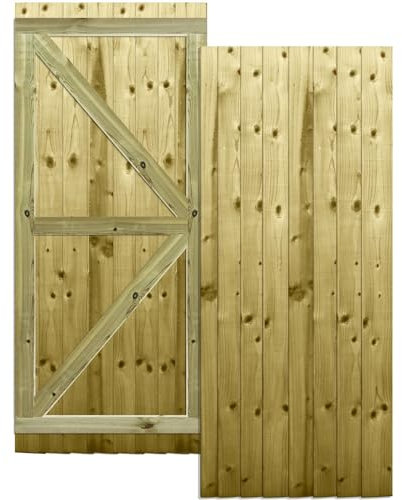 Premier Garden Supplies Garden Gate Height: 6ft (180cm High) Feather Edge Fully Framed Flat Top Pedestrian Pathway Garden Footpath Gate [Width 75cm] NO HINGE PACK