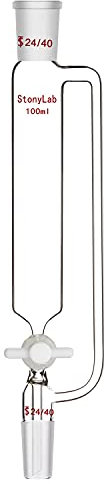 stonylab 100ml de Pression Entonnoir, Entonnoir Supplémentaire D'égalisation de Pression, Entonnoir en Verre Borosilicate avec Robinet D'arrêt en PTFE pour Laboratoire (100ml, 24/40 Joint)