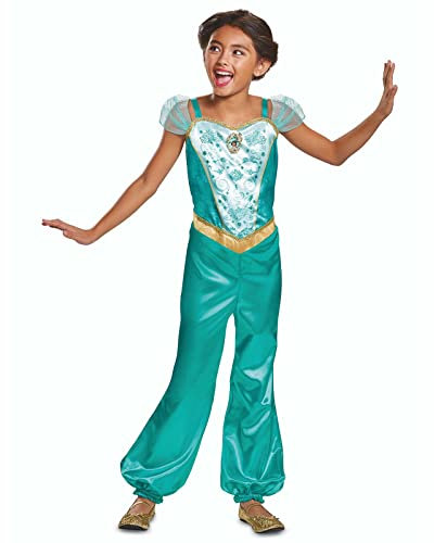 Disney official Classic Princess Jasmine Costume Kids, Aladdin Costume Kids, Princess Jasmine Dress Upfor Girls Fancy Dress outfit, Arabian princess costume,costume for girls M