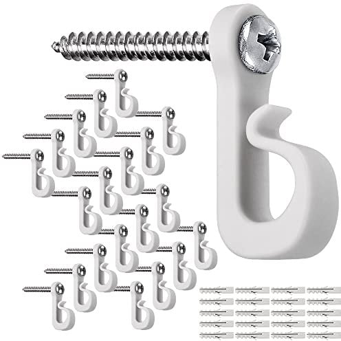 SELEWARE Q Hanger Haken für Außenlichterkette, Schraube in Weihnachtslichthaken, Innen- und Außenbeleuchtungshaken, Clips zum Aufhängen von Lichterketten, Lichterketten, Grauweiß, 40Stück