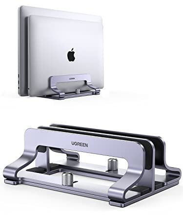 UGREEN Vertikaler Laptop Ständer Aluminium 2 Slot Vertikal Stand Vertikaler MacBook Ständer Platzsparende Halterung für MacBook Pro/Air, iPad, Huawei, Surface, Dell, HP, Lenovo und andere