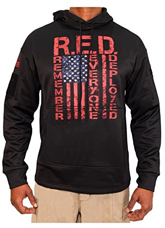 Rothco Concealed Carry R.E.D. (Remember Everyone Deployed) Hoodie, S, Black